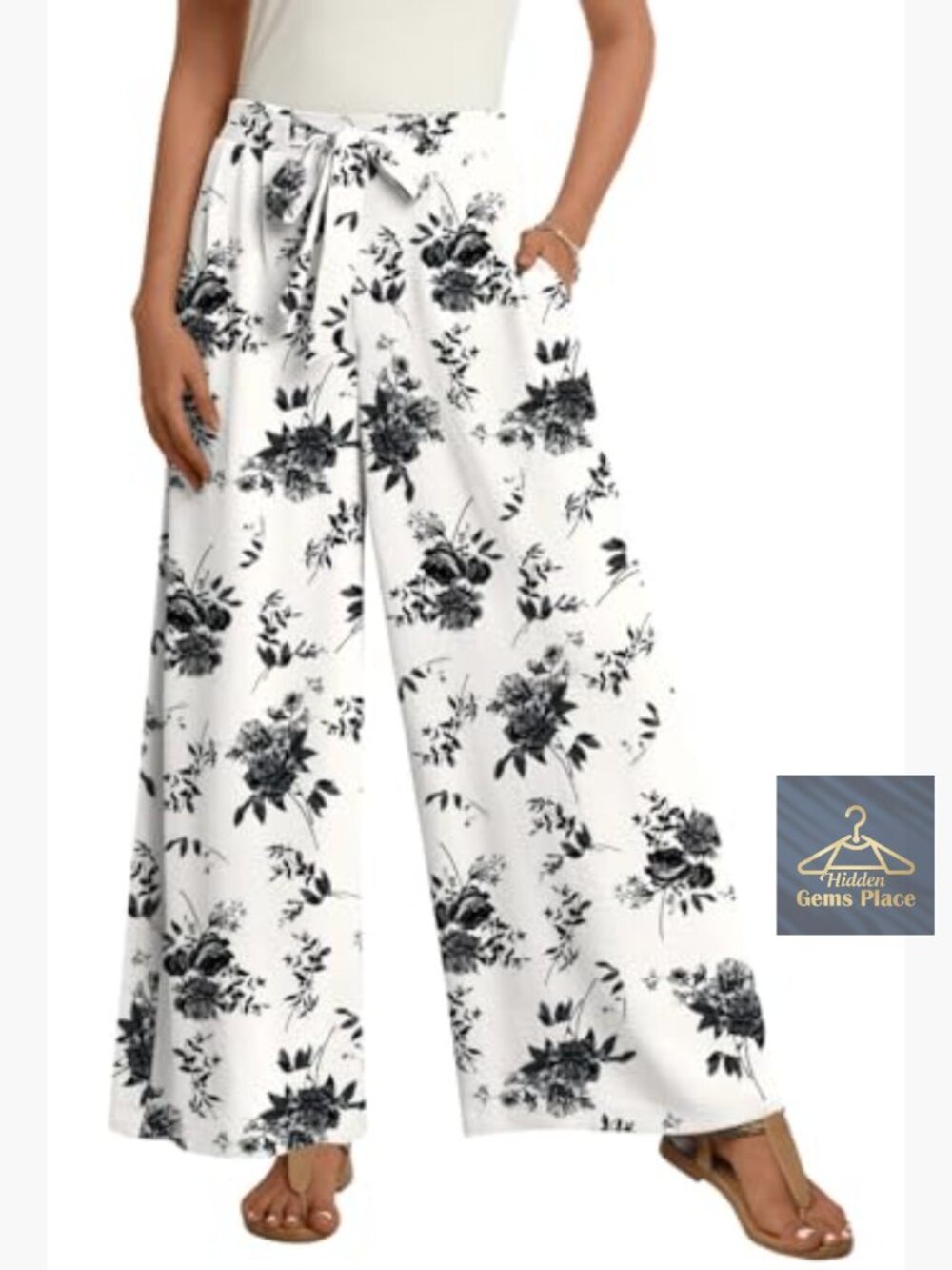 Wide Leg Lounge Pants High Waisted Drawstring Palazzo Trousers with Pockets - Picture 2 of 6